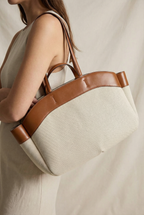 Hampton Canvas & Leather Weekender Tote - White