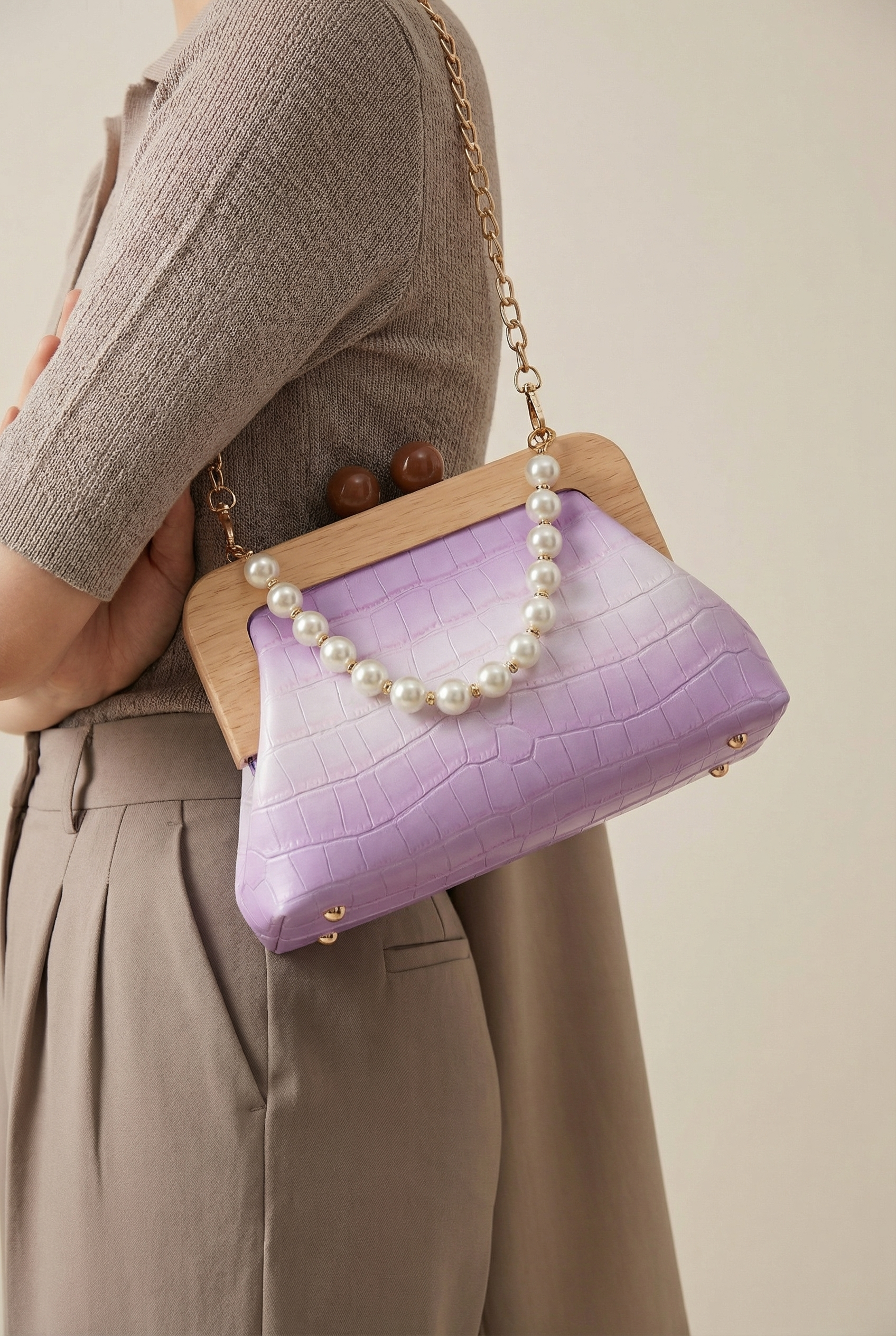 Florence Vintage Pearl Bag - Purple