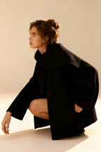 Black Elegant Scarf Overcoat