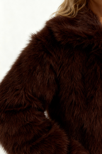 Brown Plush Faux Fur Cropped Jacket