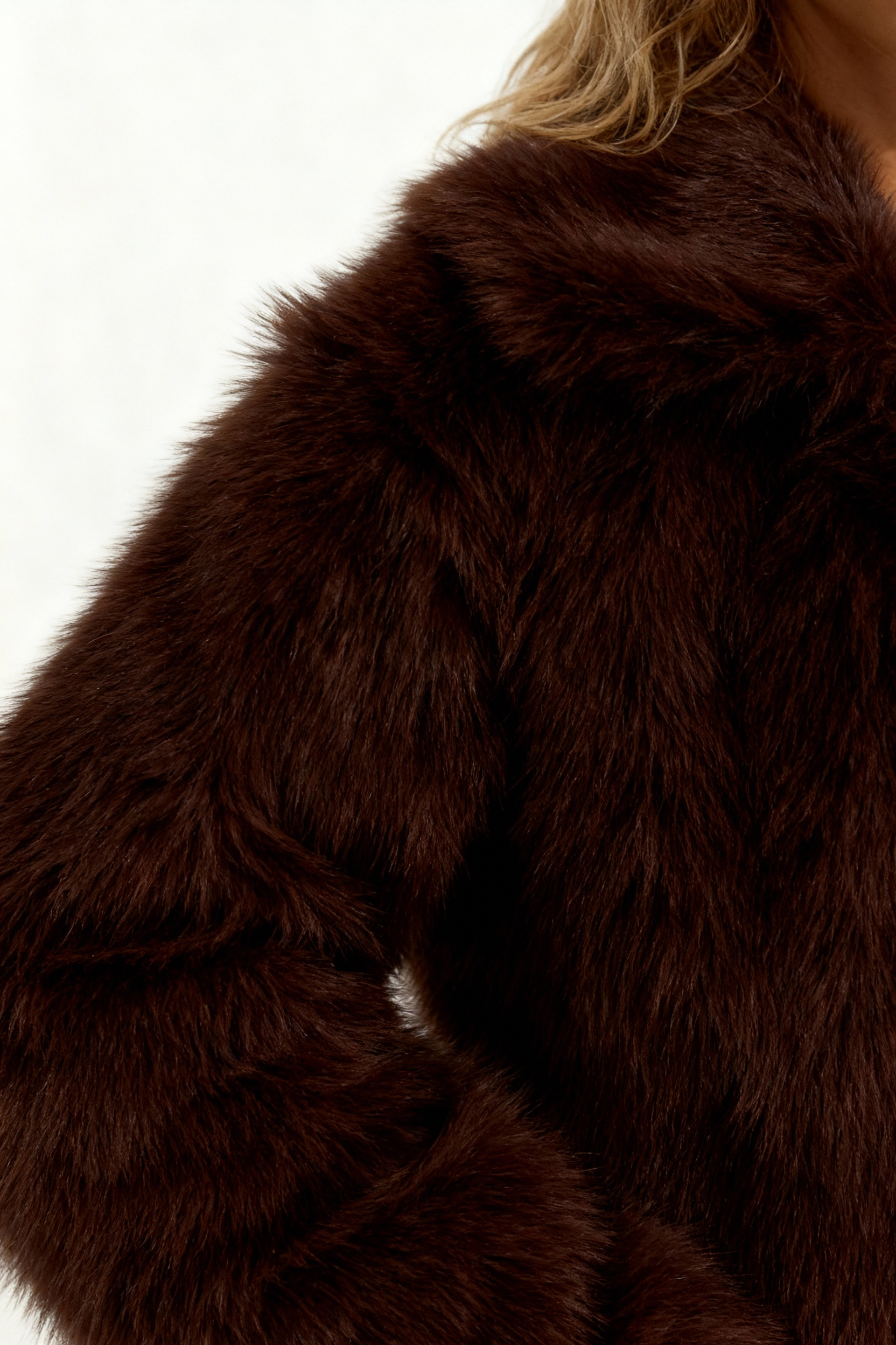 Brown Plush Faux Fur Cropped Jacket