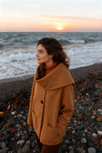 Camel Elegant Scarf Overcoat