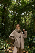 Gray Elegant Scarf Overcoat