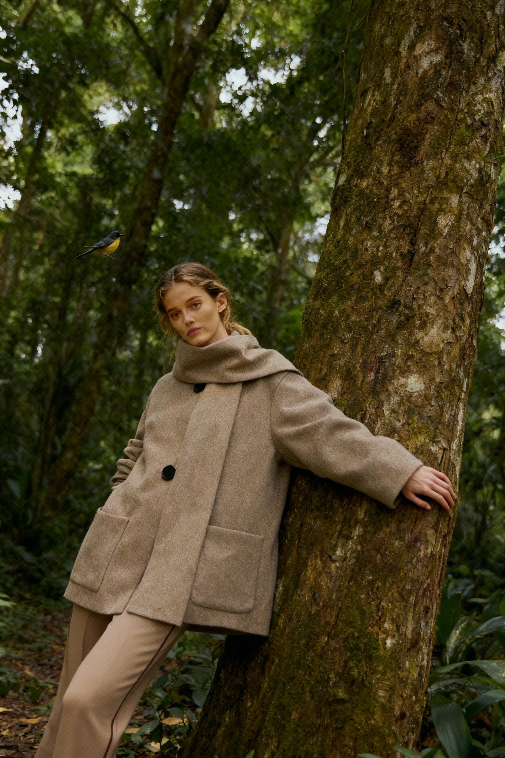 Gray Elegant Scarf Overcoat 3