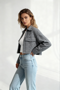 Gray Textured Bouclé Jacket