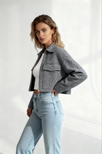 Gray Textured Bouclé Jacket