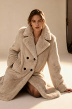 Soft Beige Faux Fur Coat