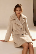 Soft Beige Faux Fur Coat