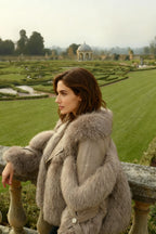 Taupe Faux Fur Leather Jacket