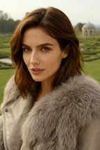 Taupe Faux Fur Leather Jacket