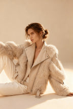 White Faux Fur Leather Jacket