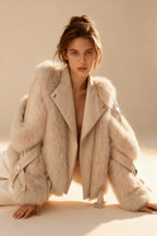 White Faux Fur Leather Jacket