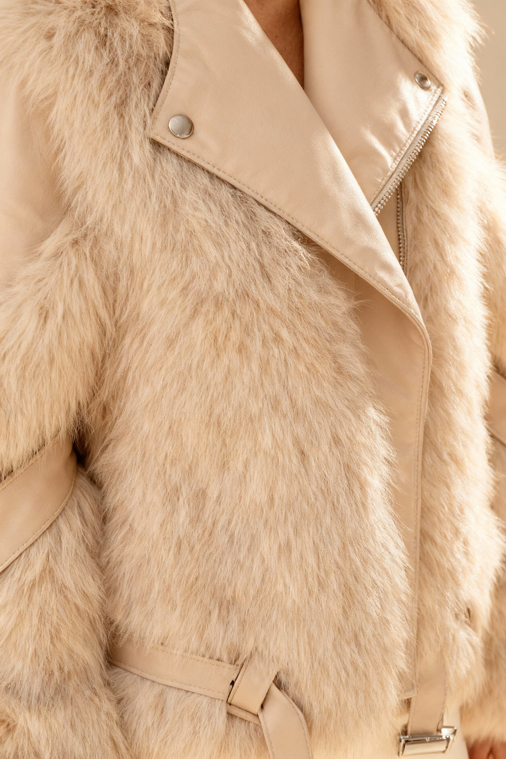 White Faux Fur Leather Jacket