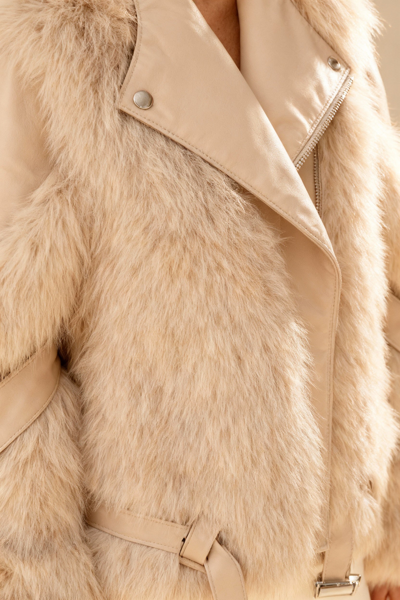 White Faux Fur Leather Jacket