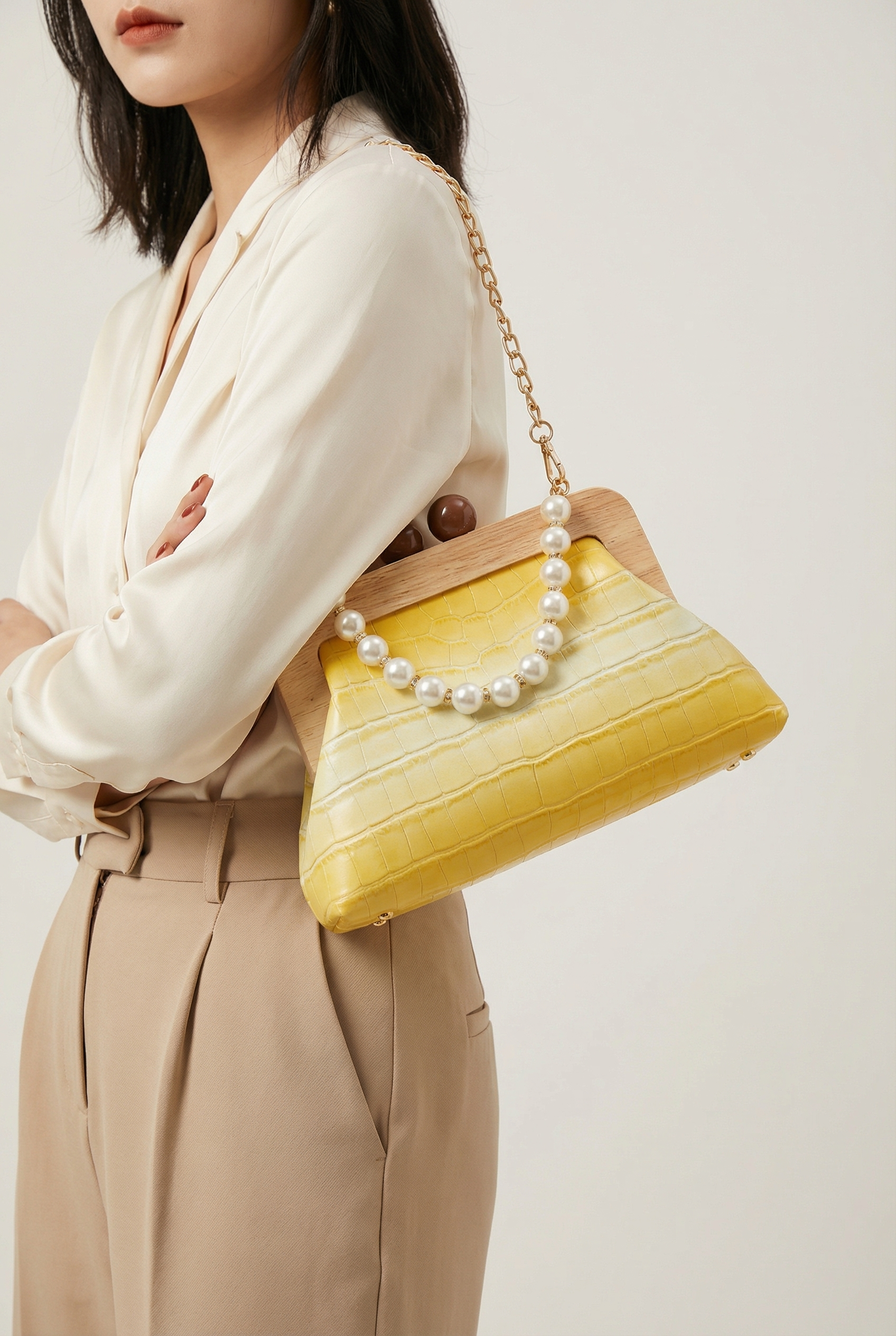 Florence Vintage Pearl Bag - Yellow