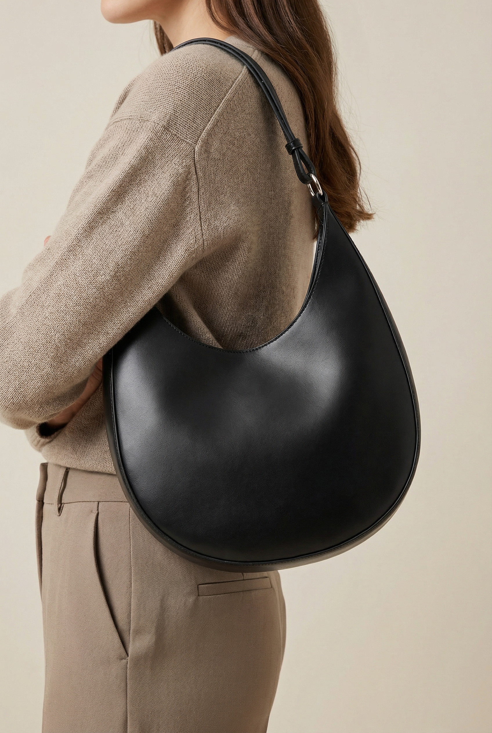 Luna Crescent Shoulder Bag - Black