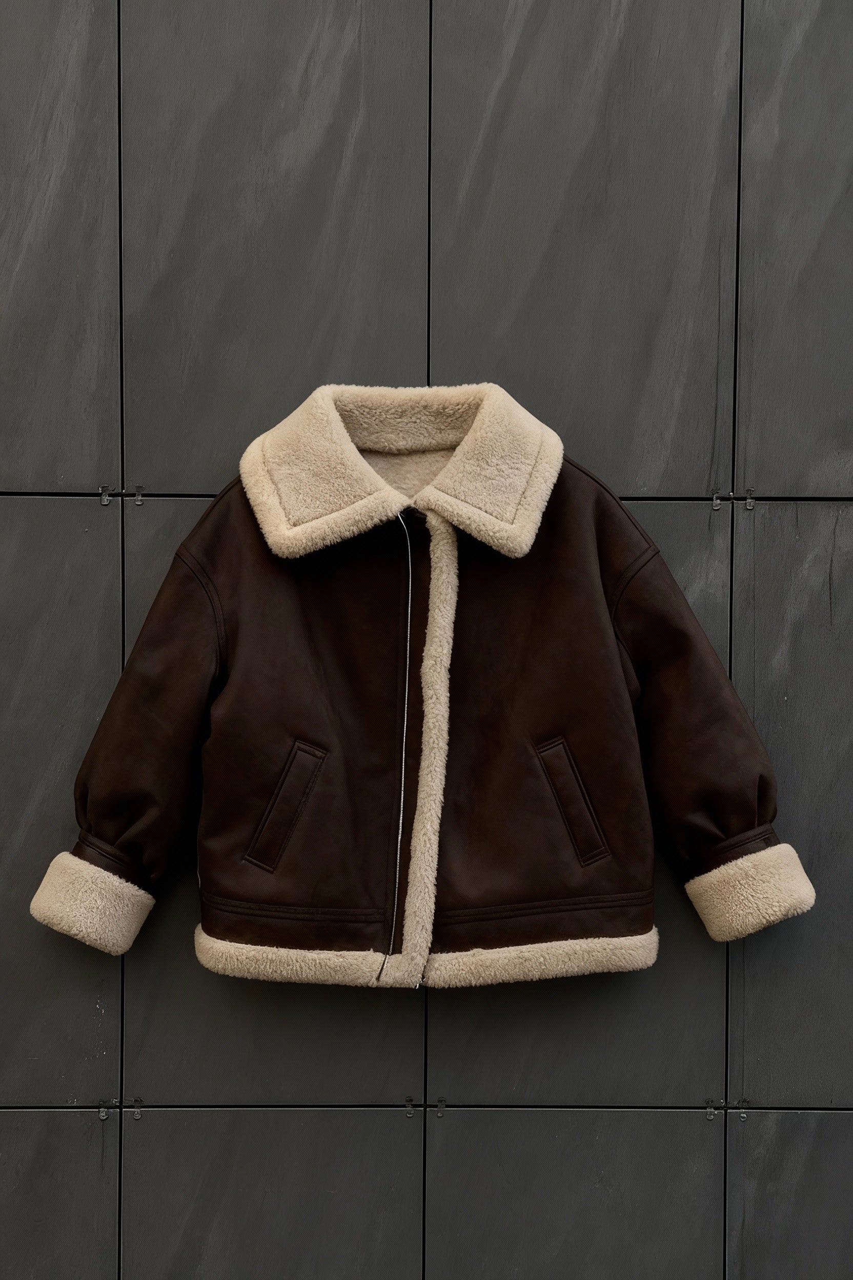 Loose Suede Lambswool Warm Vintage Jacket