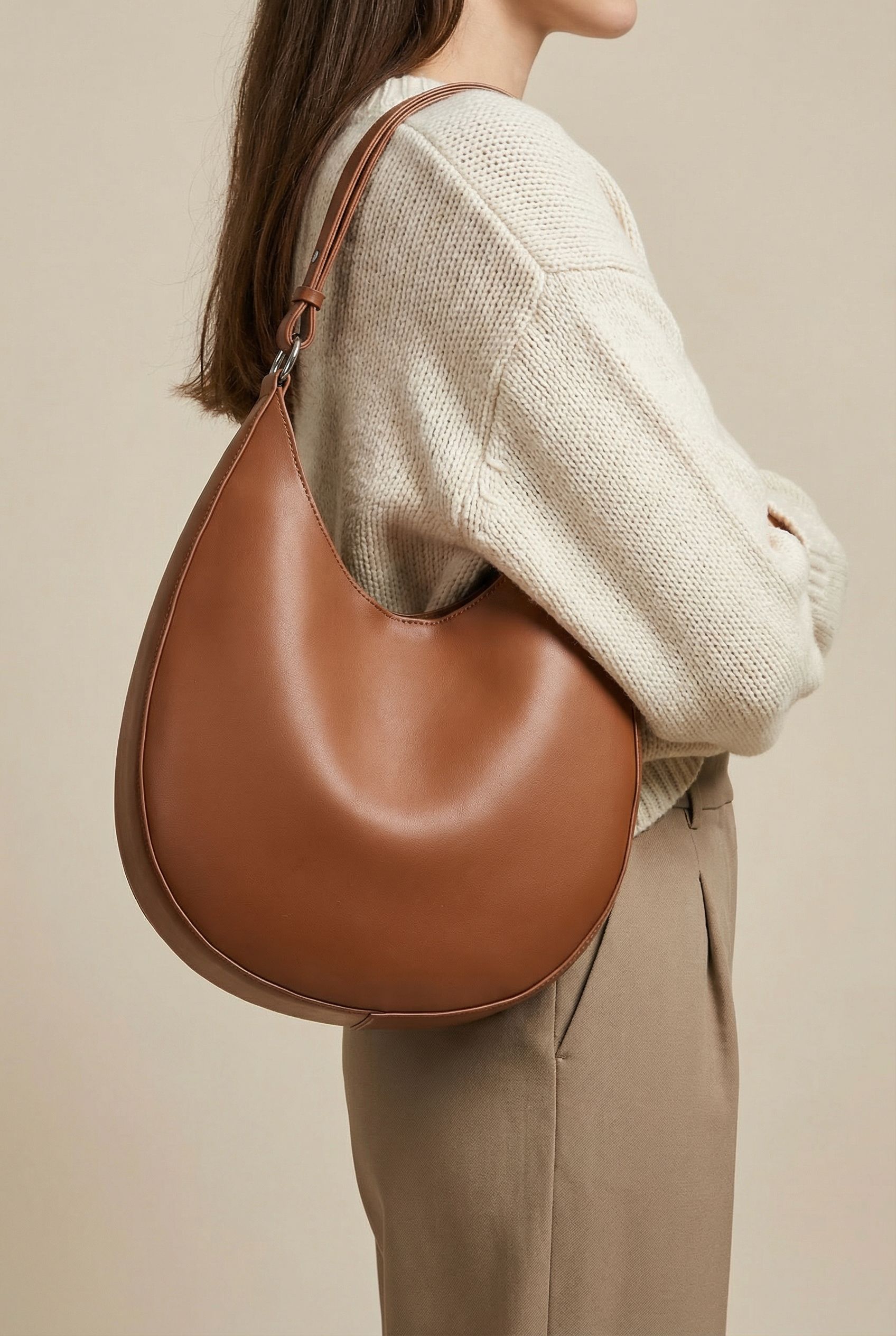 Luna Crescent Shoulder Bag - Brown