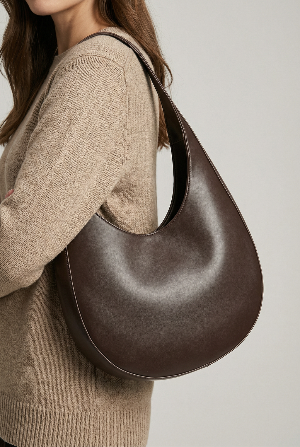 Luna Crescent Shoulder Bag - Mocha